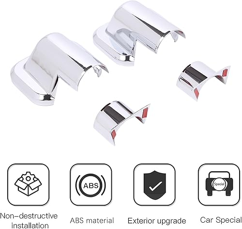 Miniatura 6 de PIUGILH Compatible con Hummer H2 2003-2002 ABS cubierta de espejo retrovisor lateral de puerta delantera trasera embellecedor base embellecedor,