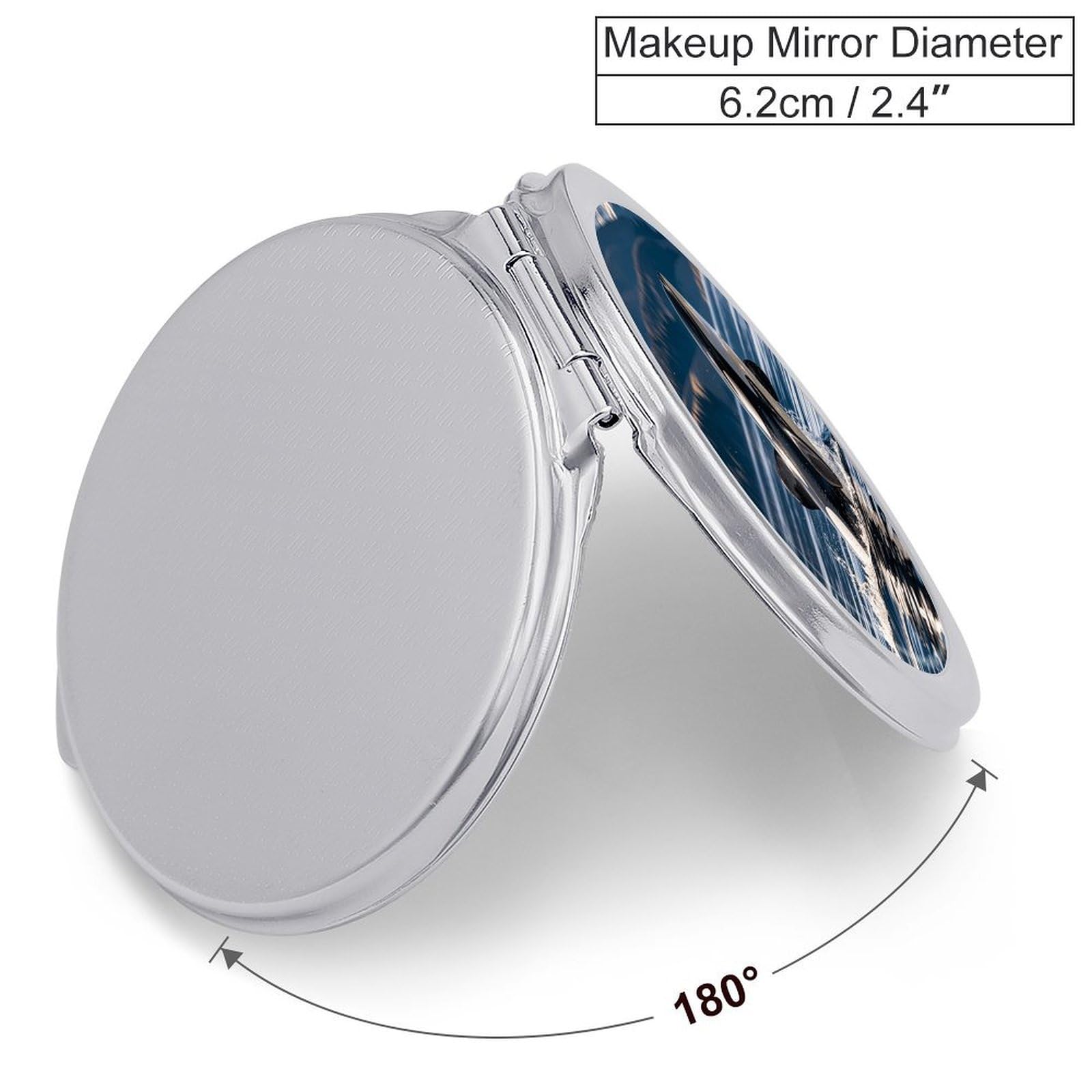 FZQVSGW Orca Killer Whale Compact Mirror Portable Vanity Mirror with Dual 1x/2x Magnification Travel Makeup Mirrors for Purse Folding Pocket Mirrors for Women