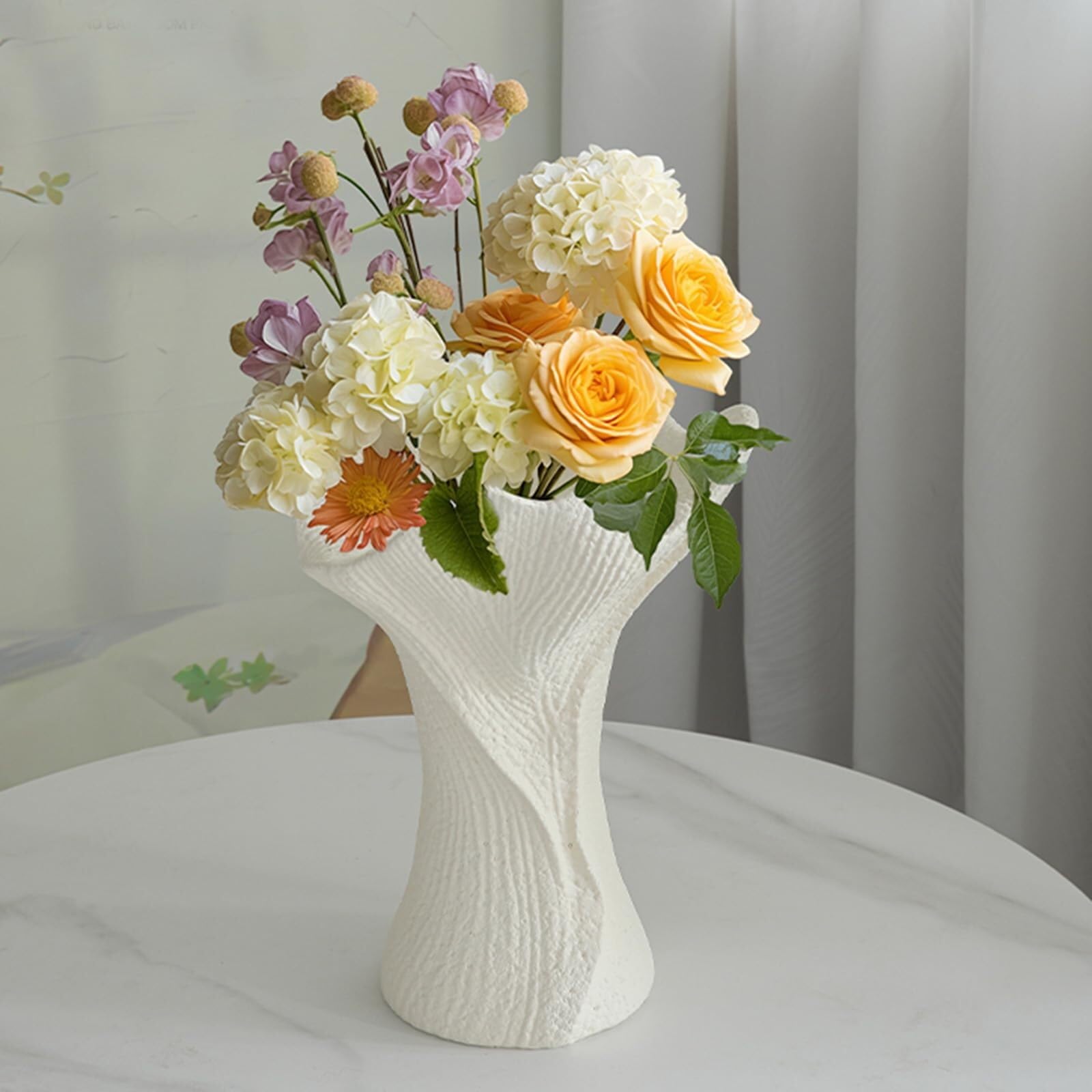 Vasi per fiori Vaso dal design moderno e semplice, arte for soggiorno, camera da letto, portico Centrotavola(White+blank,2PCS)