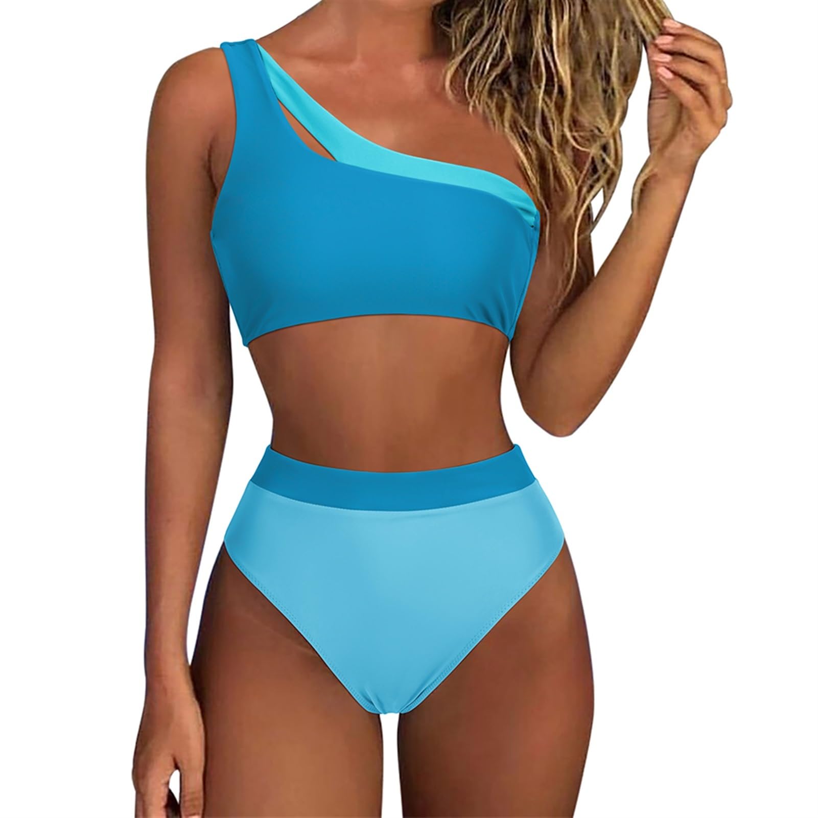 Costume da Bagno da Donna Bikini da Donna Costume da Bagno Sexy Monospalla Push-up Leopardato A Vita Alta Costumi da Bagno Costume da Bagno Bikini (Color : B5100-7, Size : L)