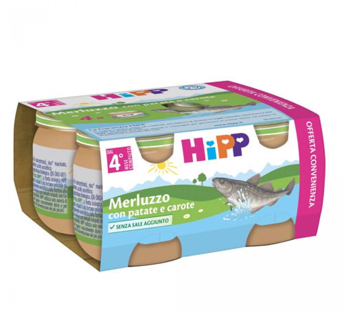 Hipp Merluzzo Patate e Carote Omogeneizzato, 4X80g