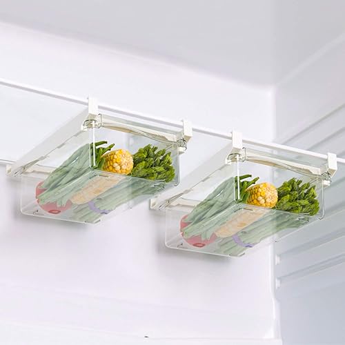 Miniatura 7 de URALFA Paquete de 2 organizadores de cajones para nevera, soporte para huevos extraíble para refrigerador, cajones de refrigerador para frutas y