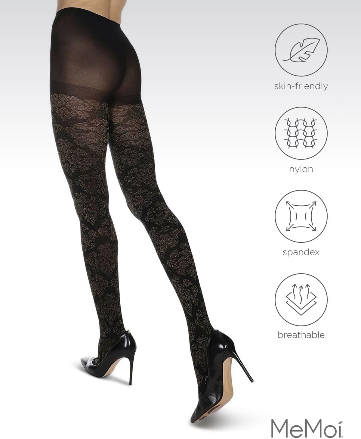 MeMoi Exquisite Glam Baroque Opaque Tights - Image 5