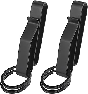 Duty Belt Key Holder, 2 Pack Belt Key Clip, Stainless Steel Stealth Belt Loop Key Ring Holder with 4 Keyrings UIInosoo for Police Handcuff and Fire Agencies Fits Max 2.25 Inch Belt - Ullnosoo
