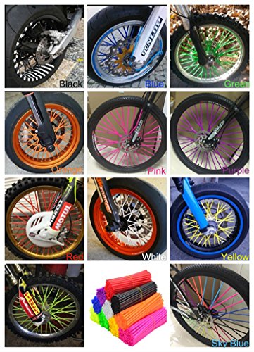 72 Pcs Motorcycle Bicycle Spoke Skins Covers Wraps Wrench 8"-21" Rims, Fit With Kawasaki Kx Kl-Xf Klr Kl Honda Crf Xl Xlr Xr For Yamaha Xt250-600 Wrf Xc, R-Z400S Sm Rm2 F800Gs(Red) #TOP4