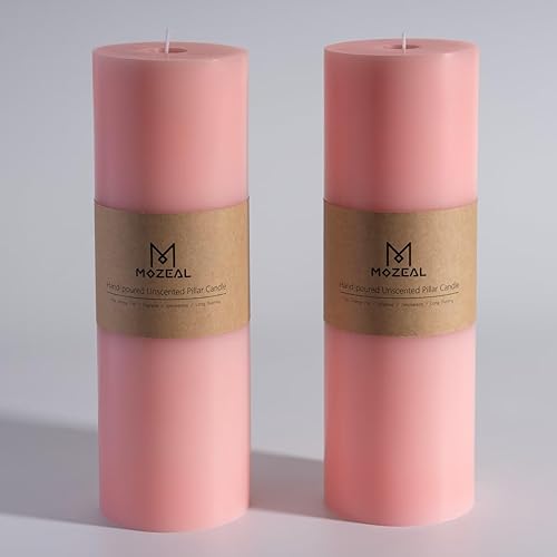 Miniatura 130 de MOZEAL Velas de pilar extra grandes de color borgoña de 4" x 10" (juego de 2), sin perfume, sin goteo, sin humo, de larga combustión limpia, velas