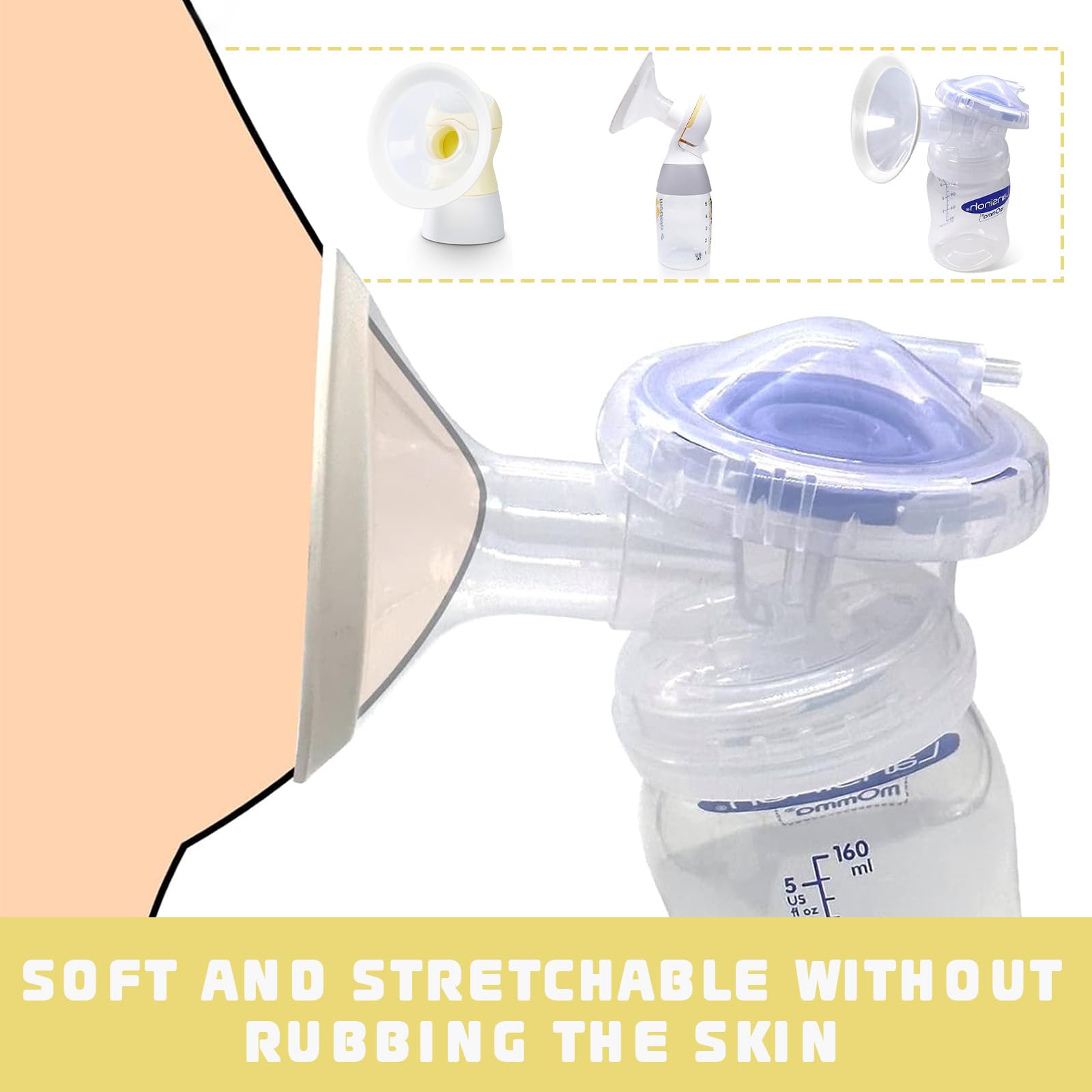 2 szt. miseczek na piersi 27 mm owalne silikonowe miękkie laktator akcesoria do laktatora dla Medela PersonalFit Freestyle Maxflow Freestyle Flex Swing Maxi Connector Lansinoh Signature Pro