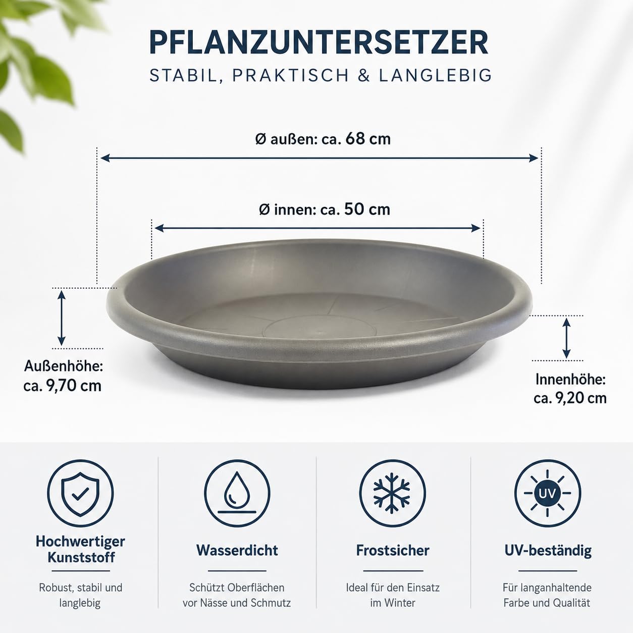 Greemotion Blumentopf-Untersetzer, Anthrazit, Ø 68 cm, frostsicher