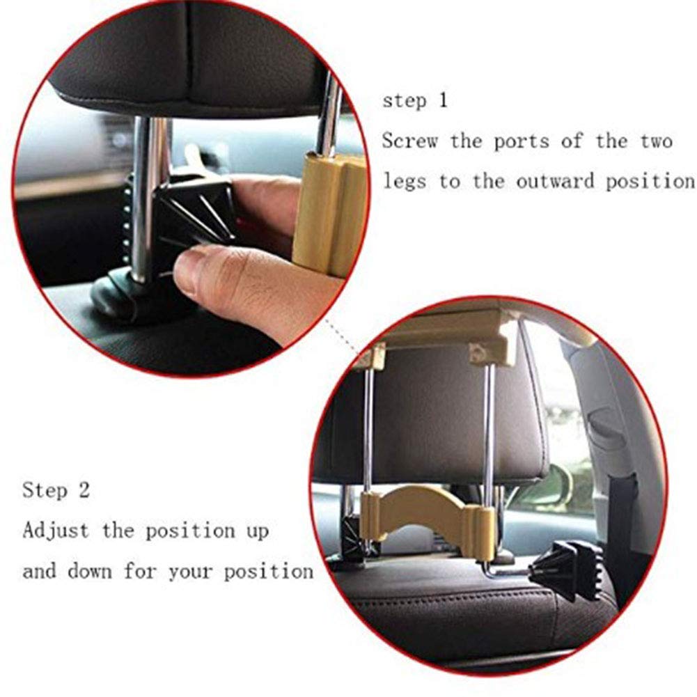 Appendiabiti Per Auto in Acciaio Inox, Appendiabiti Per Auto Regolabili, Poggiatesta, Appendiabiti Per Sedile Posteriore, Completo Di Appendiabiti, 1 Confezione,Beige