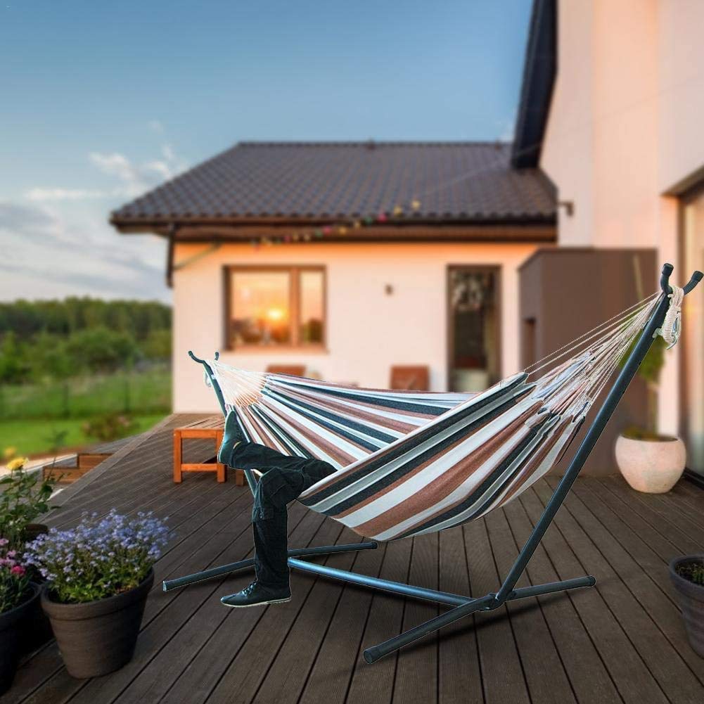 Tragbare leichte Canvas-Hngematte fr Reisen, drinnen und drauen,  Hngesessel, Zuhause, Wohnen, faules Schaukelbett, kein Stnder im  Lieferumfang ...