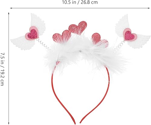 Miniatura 2 de LUOZZY Valentine Headband Pink Heart Headband Valentine Angel Wing Heart-Shaped Headpieces Valentines Day Hair Accessories