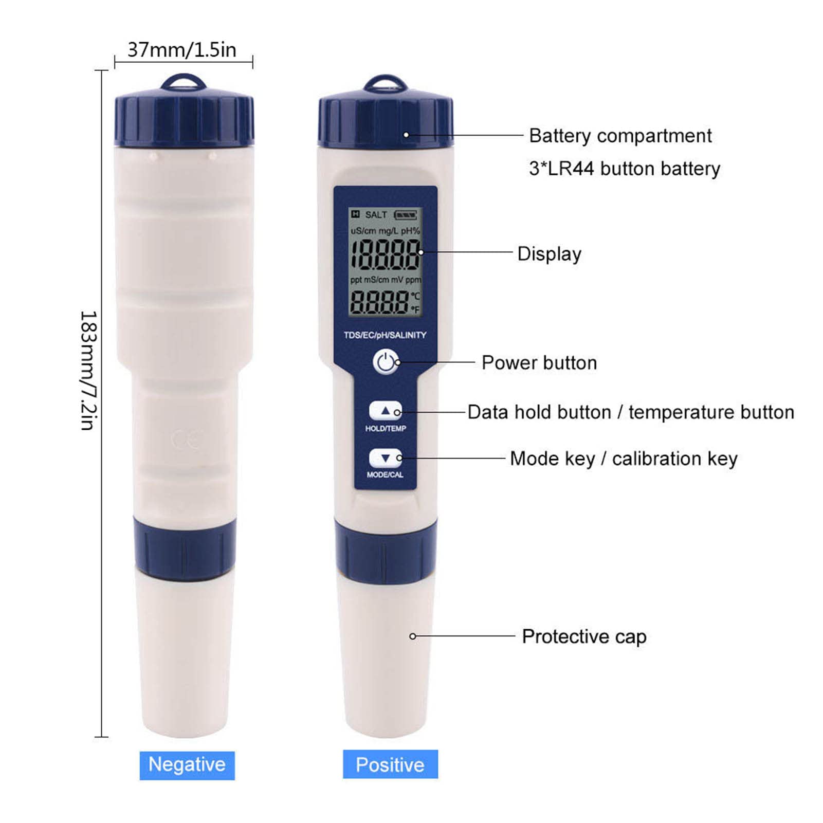 5 w 1 przenośny cyfrowy miernik temperatury zasolenia TDS EC wielofunkcyjny tester jakości wody wykrywacz wyświetlacz LCD przenośny profesjonalny miernik czystości do gospodarstwa domowego wody pitnej