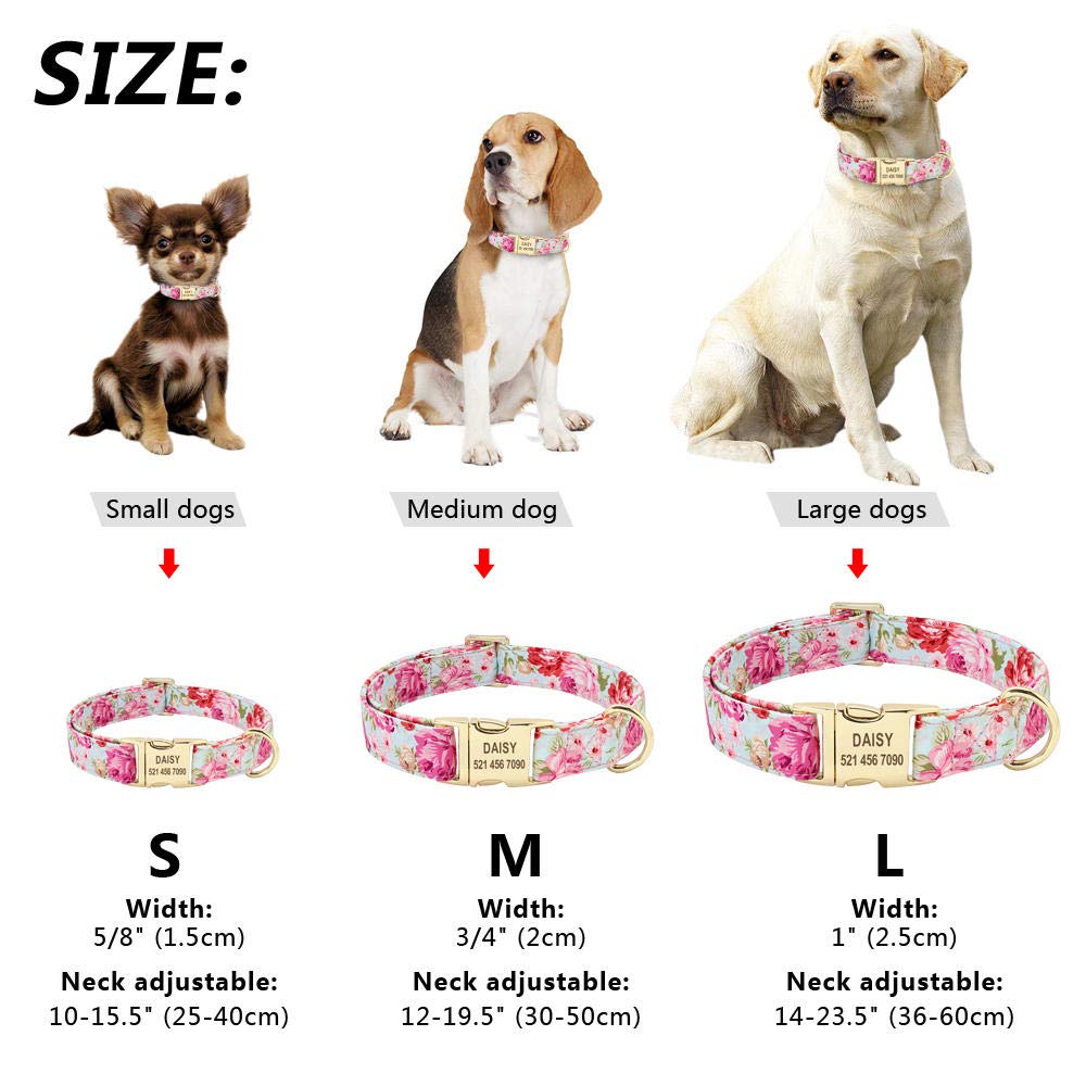 Collare per cane Collare personalizzato con targhetta per cuccioli di animali domestici Collari personalizzati per cani di taglia piccola in nylon con incisione Regolabile per cani di taglia me