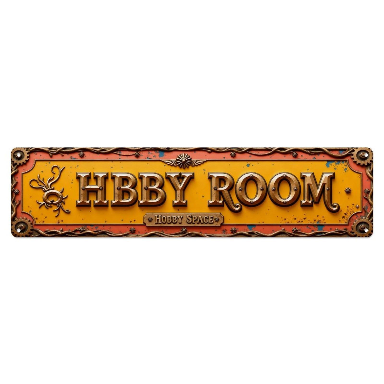 Hobby Room Vintage Steampunk Sign Design Metal Tin Sign Plaque