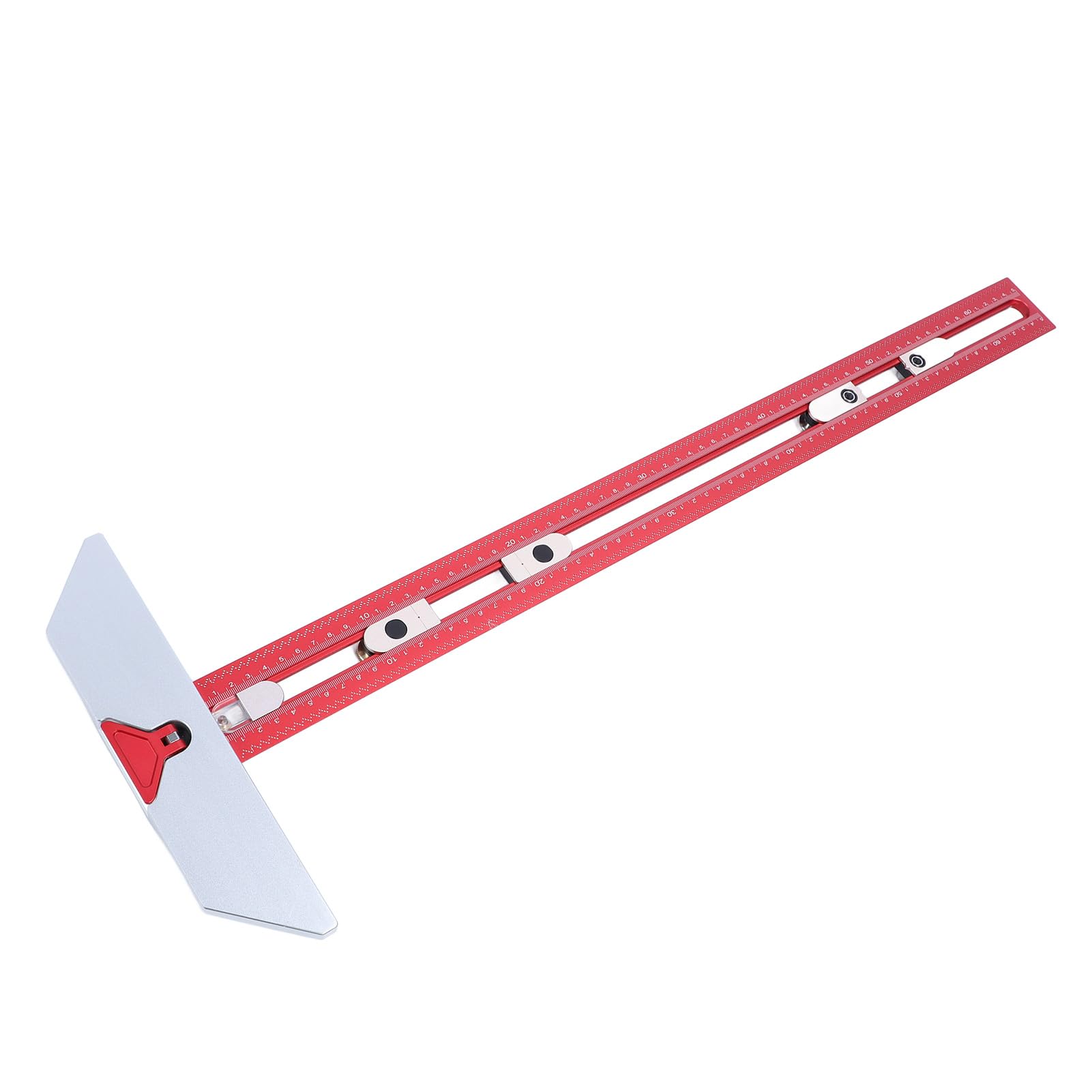Regla Cuadrada en T, Regla en T de Aleación de Aluminio de 45 ° Graduada en T para Trabajar la Madera Regla en T para Taladrar Agujeros Ideal para Dibujo de Carpintería, Reglas