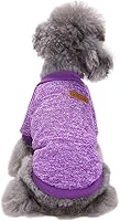Vista 13 de Suéter de punto clásico para perros y mascotas, abrigo cálido de invierno para cachorros, ropa de suéter suave para perros pequeños (M, caqui)