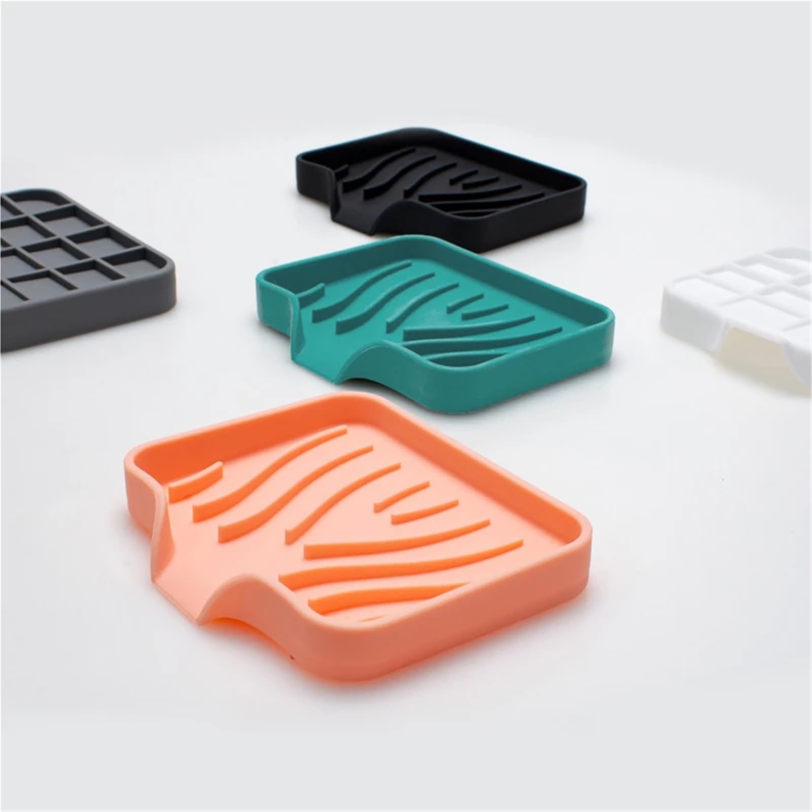 Jabonera portátil para la Ducha, Jabonera de Silicona Autodrenante Multicolor 3 Piezas(Grey)