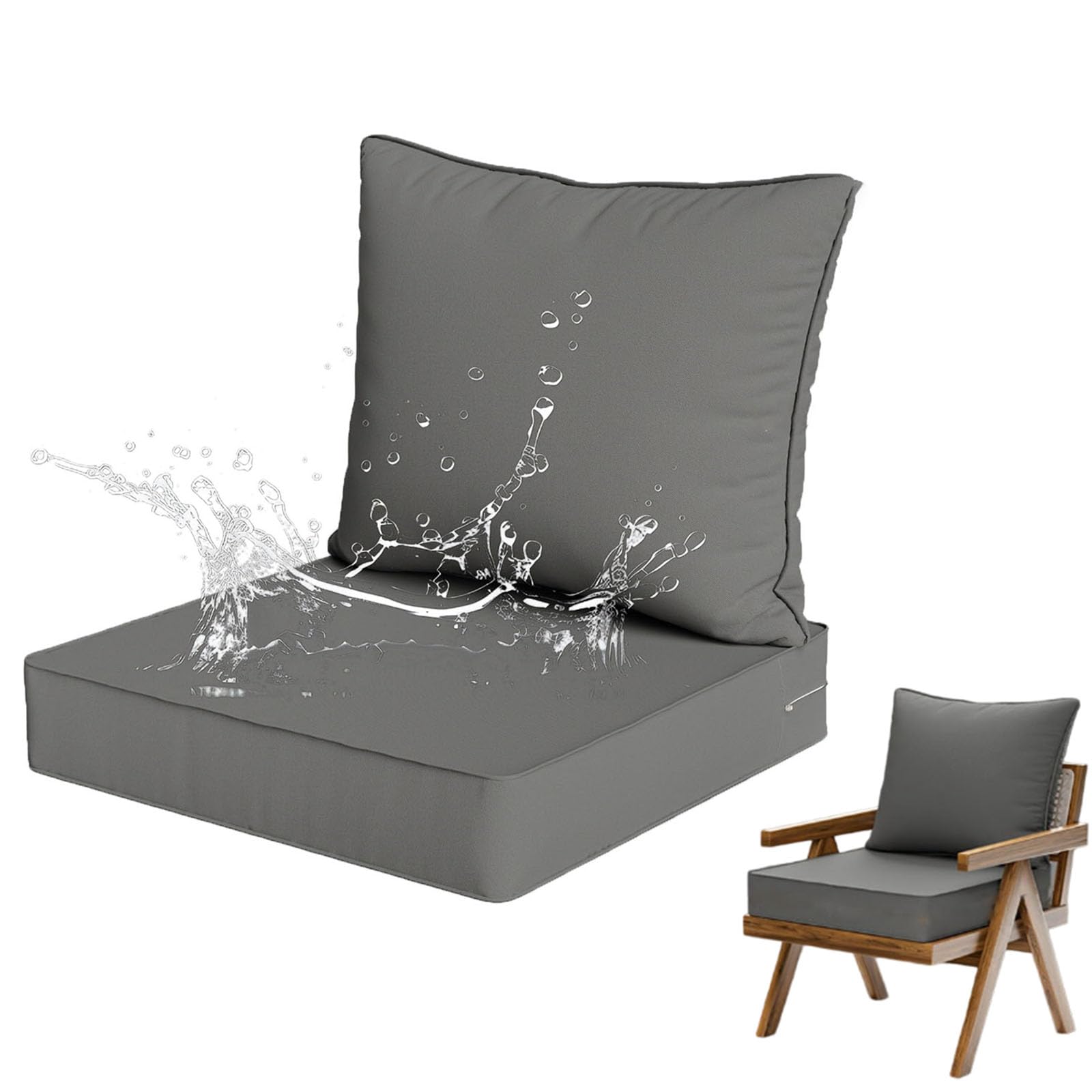 Genérico Cojines para Muebles de Jardín con Juego de Cojines para El Respaldo - Cojines Impermeables para Asientos de Exterior Salón para Hogar Coche Sofá y Sillas,H,pad48*48 * 8CMpillow48*43CM