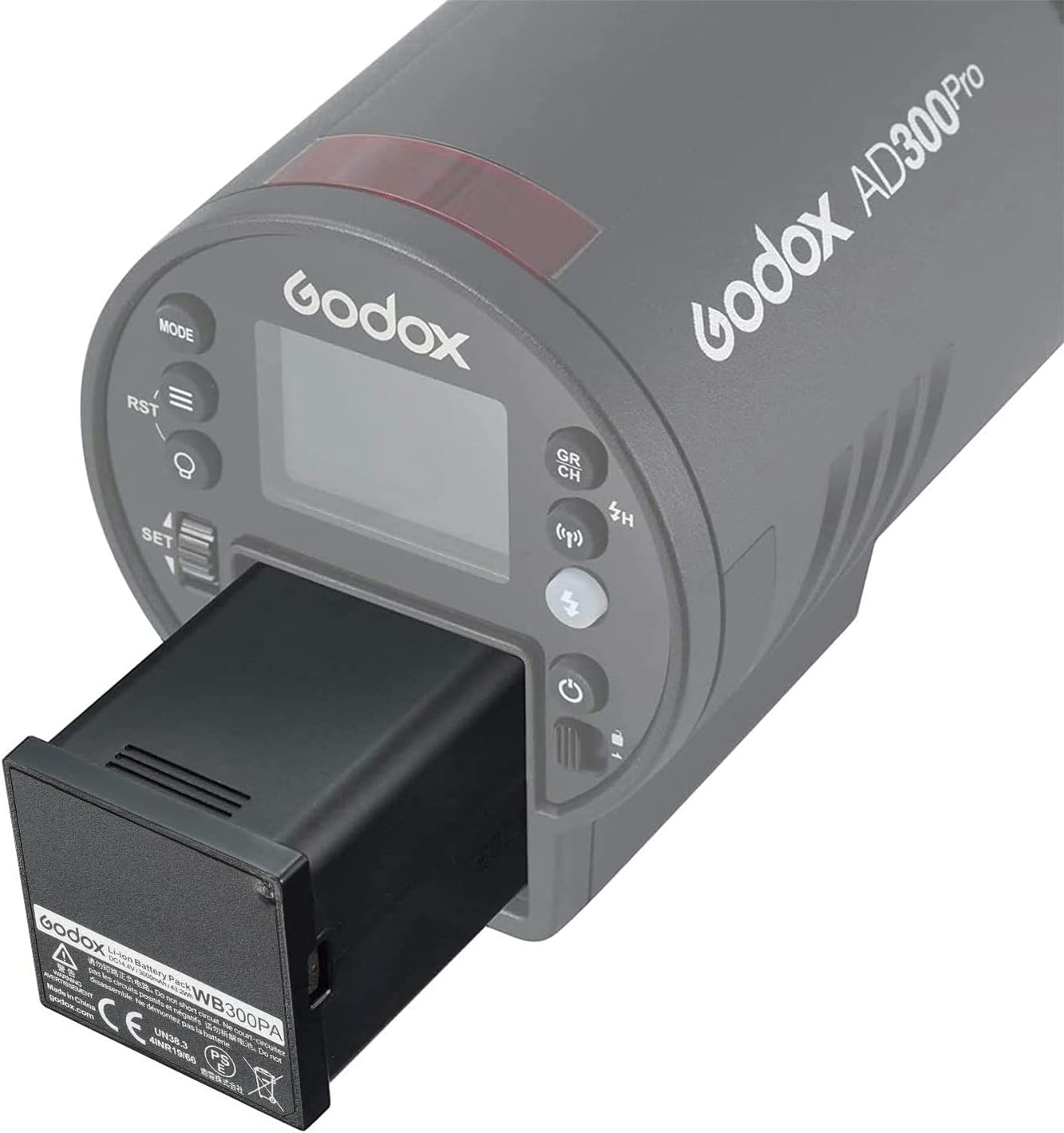 GODOX AD300Pro AD300ProII Original Battery – WB300P 14.4V/2600mAh/37.44Wh Li-ion Battery Pack, High-Capacity Power Solution for AD300Pro, AD300ProII, AD200Pro, AD200ProII Outdoor Flash