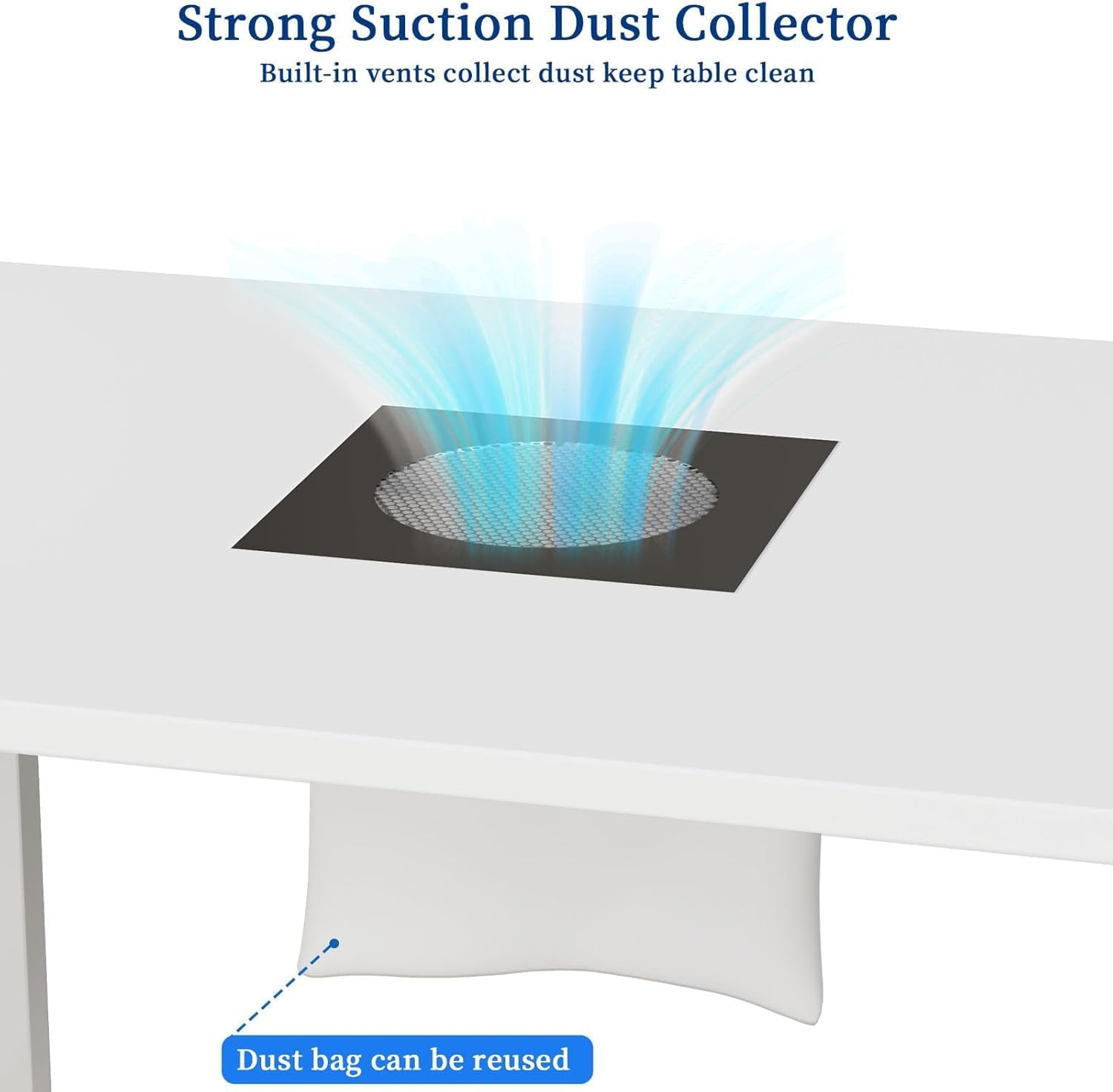 Nail Desk for Nail Tech – Manicure Table with Electric Dust Collector, 3 Drawers, 2-Tier Cabinets & 3-Tier Shelves, White Nail Station for Salon or Home Use