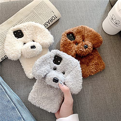 UnnFiko Schutzhülle für iPhone 13 Mini, supersüßer Teddyhund, flauschig, warm, Plüsch, weiche TPU-Winterhülle, Schutzhülle (Teddy Brown, iPhone 13 Mini)