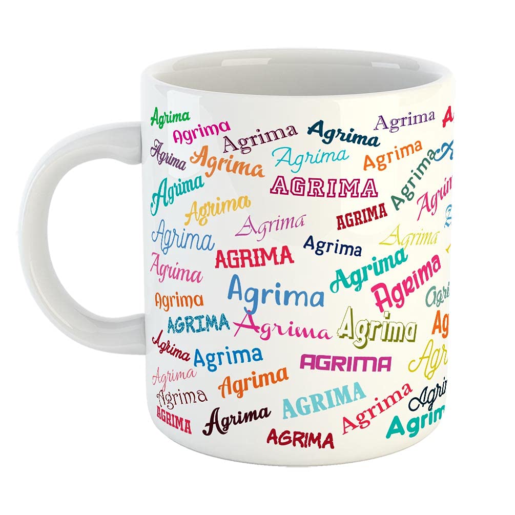 FurnishFantasy Customised Happy Birthday Ceramic Coffee Mug - Best Birthday Gift for Son, Daughter, Brother, Sister, Gift for Kids, Return Gift - Color - White, Name - Agrima