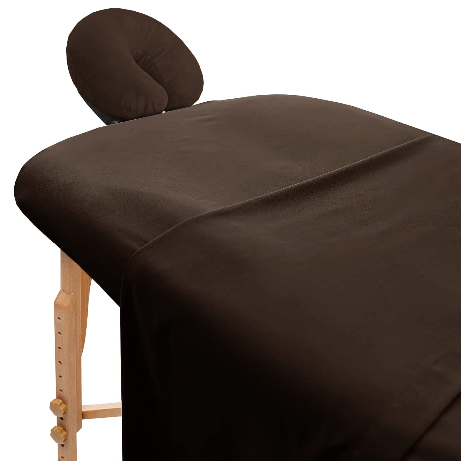 Massage Table Sheets Sets 3 Pcs 100% Cotton Flannel Massage Sheets Sets - Includes Fitted Sheets for Massage Table, Flat Sheet & Face Cover - Soft & Smooth Massage Bed Cover - Brown