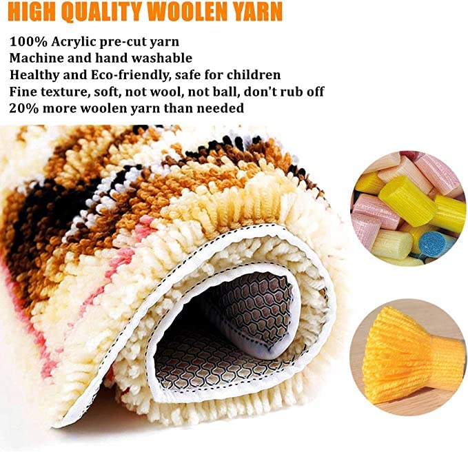 Image of Latch Hook Pillowcase Cushion Kits for Adults and Starter DIY Latch Hook Rug Kits with Preprinted Canvas Crochet Yarn Kits Needlework Crafts 17'' X 17''(Easter Bunny)