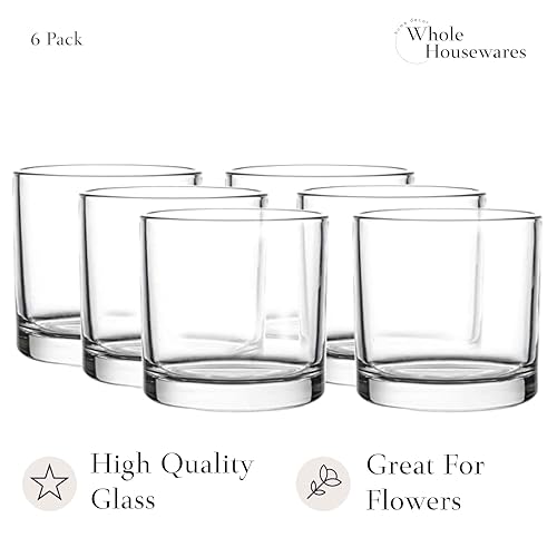 Miniatura 9 de WHOLE HOUSEWARES Jarrón cilíndrico de vidrio de 4 x 4 pulgadas  Portavelas  Arreglo decorativo de centro de mesa para boda, fiesta, evento,