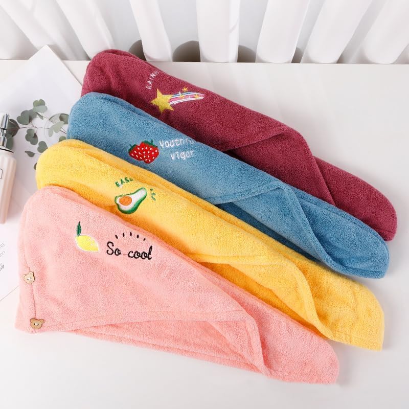 Image of DIVYAM Microfiber Hair Towel Wrap for Women | Quick-Dry Soft Hair Drying Cap with Elastic Loop | Lightweight Magic Head Wrap for Long, Curly & Wet Hair (Multicolor, Set of 2)