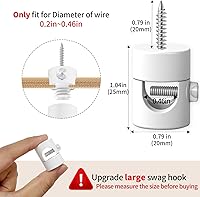 Vista 7 de Upgrade 0.46’’ Big Hole Ceiling Hooks for Hanging Lights，Aluminum Ceiling Hook for Light Fixture, White Adjustable Swag Hook, Pendant Lights Hook