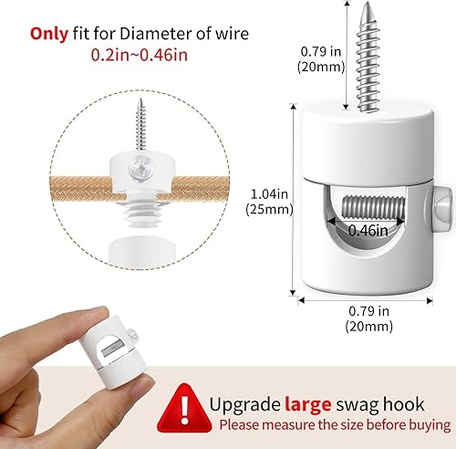 Miniatura 7 de Paquete de 6 ganchos de techo de aluminio resistentes para luces colgantes, ganchos para techo, gancho negro para lámpara súper carga, gancho