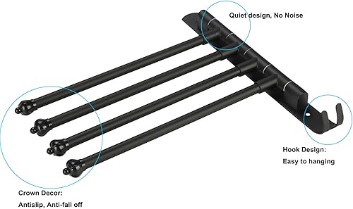 Miniatura 9 de Toallero de cara para baño, toallero giratorio de mano, montado en la pared, ahorro de espacio, organizador de almacenamiento, soporte colgante de