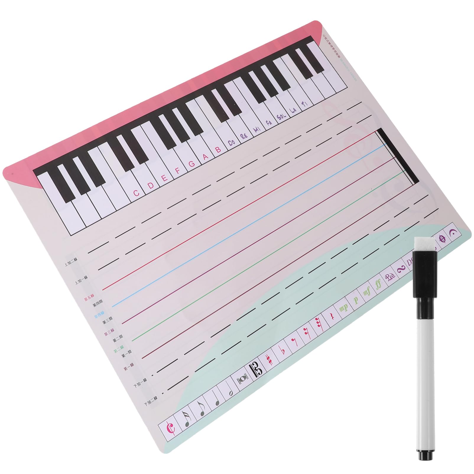 FUNOMOCYA Quality Material Music Whiteboard Erasable Piano Stave Cards Home School Classroom Music Notation