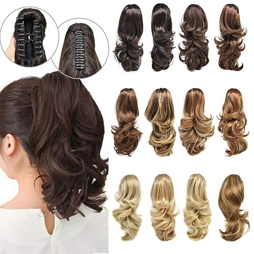 Miniatura 9 de Extensión de cola de caballo de 14 pulgadas y 22 pulgadas con clip de pinza ondulada rizada para mujer, extensiones de cola de caballo sintéticas de