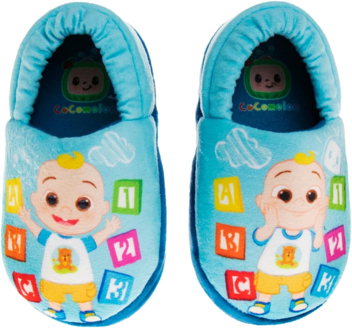 JosmoCocomelon Toddler slippers - house shoes for boys girls warm plush bed moccasins slippers cocomelon shoes (toddler/little kid) size 5/6-11/12