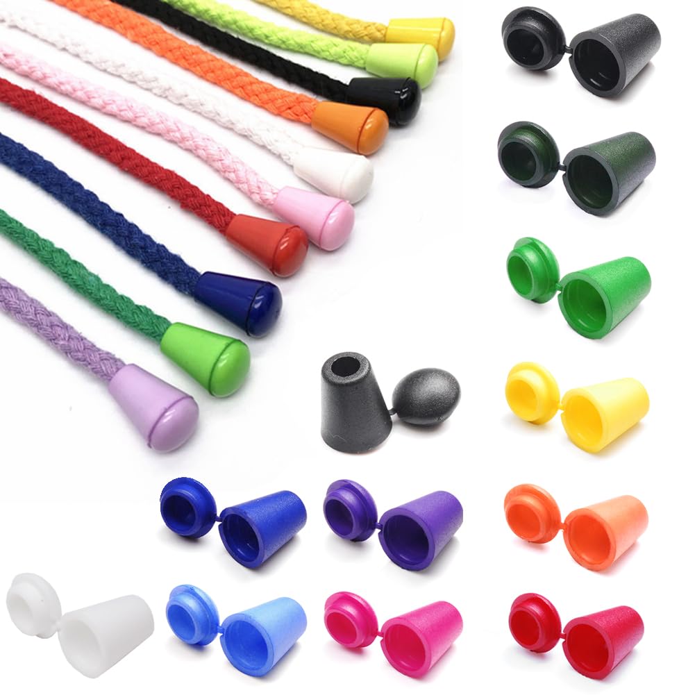 Photo 1 of 25 Pack Cord Ends Bell Stopper with Lid Lock, Plastic Toggle Clip for Shoelace Clothes Trousers Pants Windbreaker Hoodie Drawstrings Rope Paracord Cord Ends Caps Cord Lock Accessories