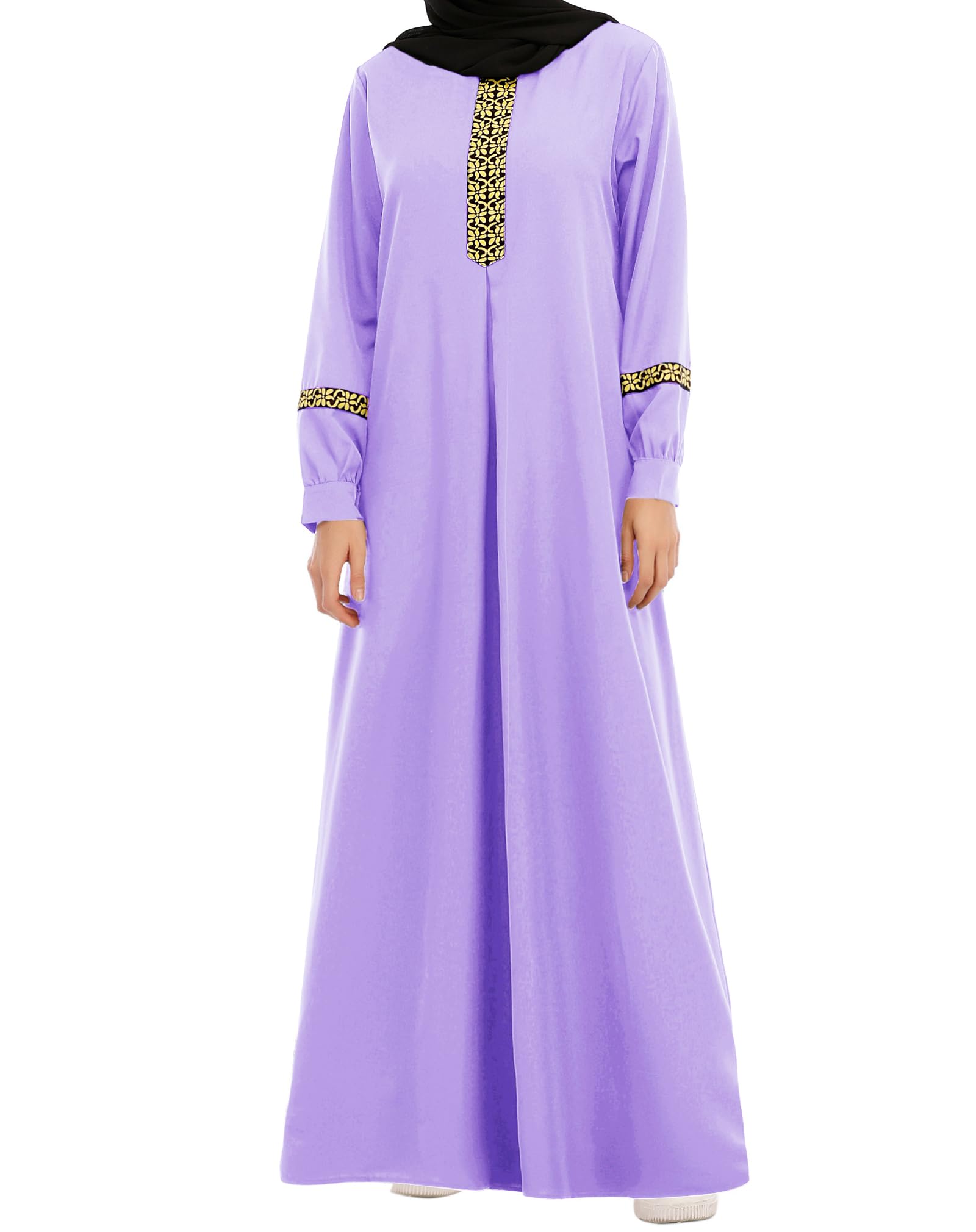 WSPLYSPJYWomens Muslim Abaya Dress Zipper Islamic Robe Pockets Maxi Prayer Clothes with Hijabs