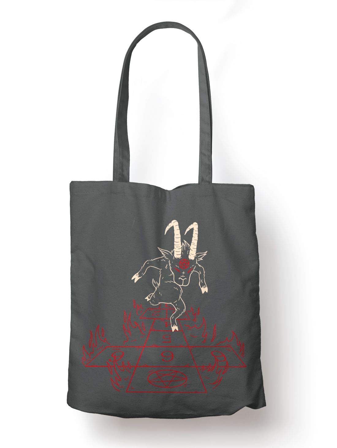 BLAK TEEBLAK TEE Halloween Devil Hopscotch Organic Cotton Reusable Shopping Bag Grey