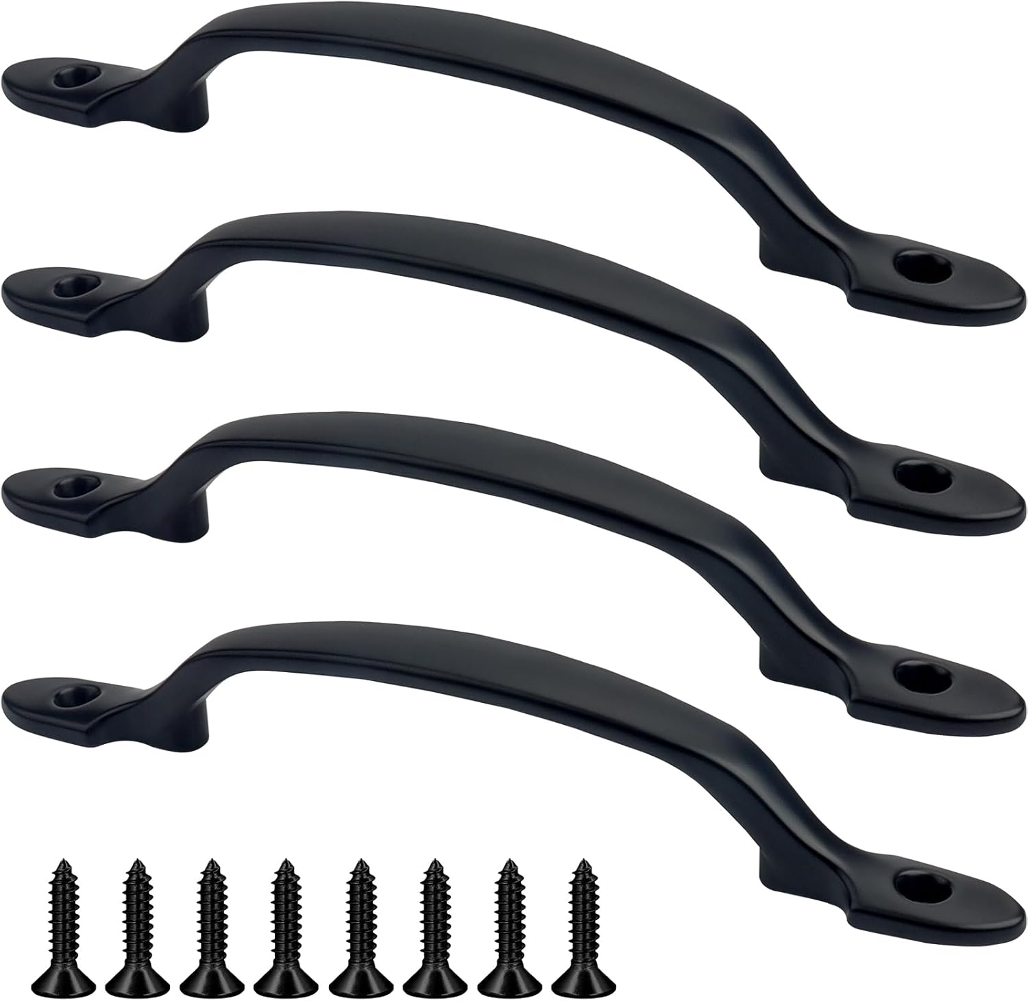 4pcs Door Handles， D Handle， Gate Handle for Wooden Gates，Suitable for Bathroom Barns Shed Pull Handle Cabinet (Black)