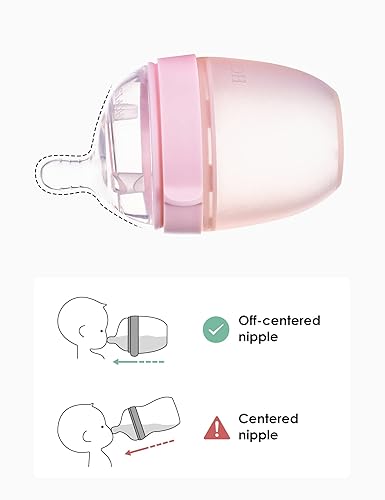 Miniatura 2 de HOFISH Biberón de silicona, anticólicos, sensación natural, fácil de limpiar, rosa, 5 onzas para 0.0-19.7 ft