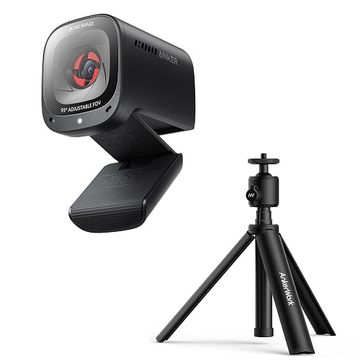 Anker PowerConf C200 2K and AnkerWork Mini Tripod, 15.74" Adjustable and Extendable Design, Holds up to 3.3lb, Mac Webcam, Webcam for Laptop, Adjustable Field of View, Built-in Privacy Cover