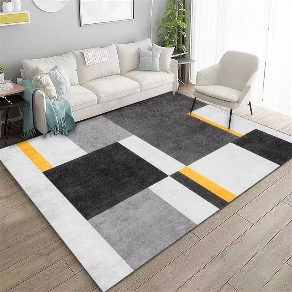 Tapis lavable en machine 180x280 cm rectangulaire et géométrique pour salon moderne