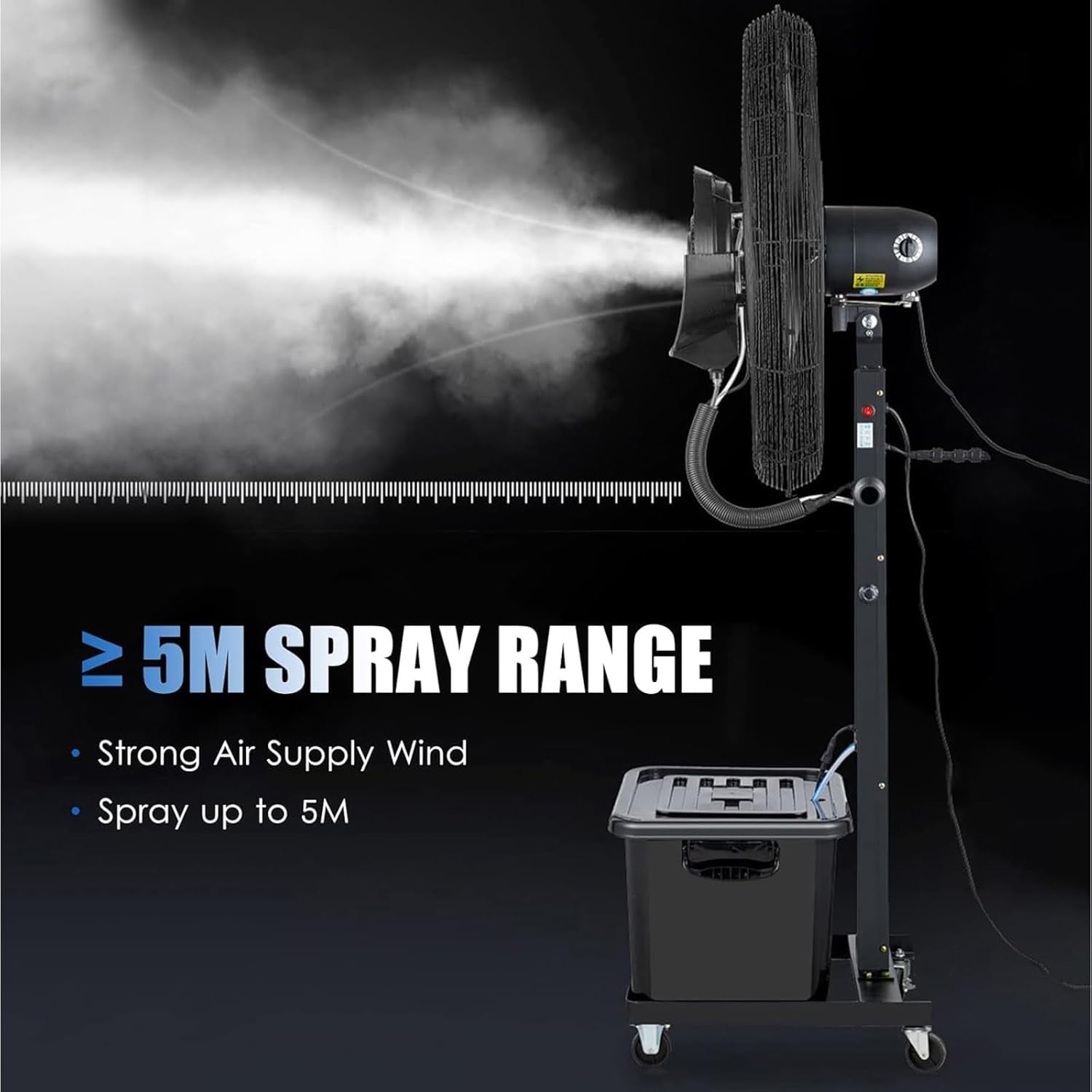 Large Industrial Mist Fan, Outdoor Misting Fan, Automatic Water Filling, 40L, Three Gears, with 90 Degree Oscillation(75cm)