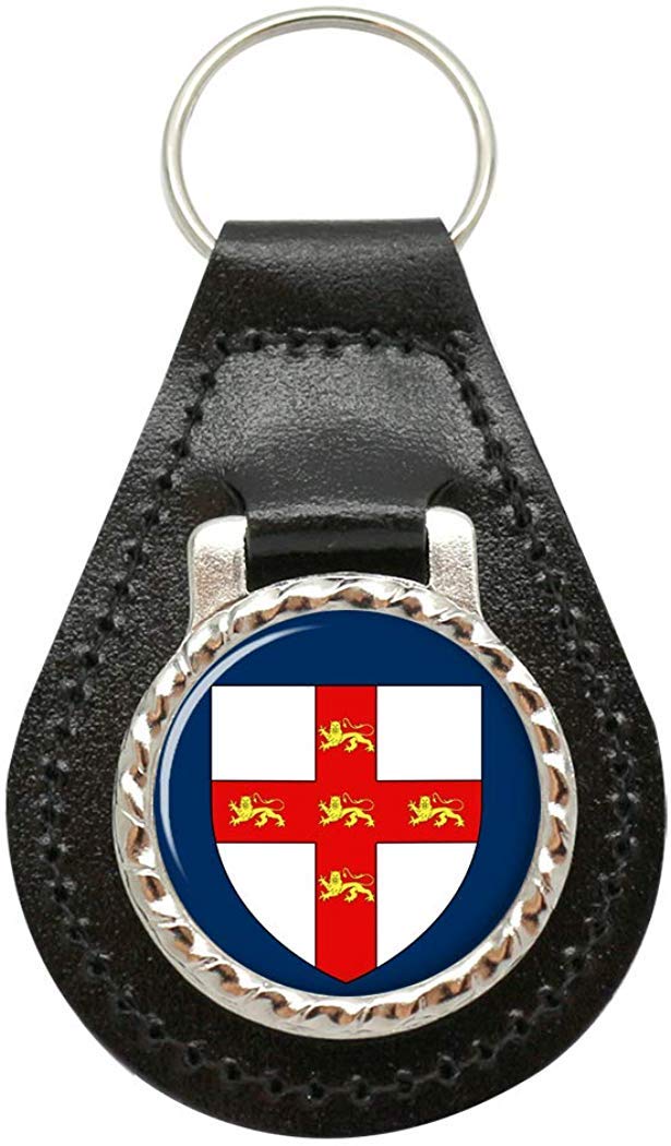 Giftshop Uk Unisex Black Leather And Silver Metal York (England) Leather Key Fob