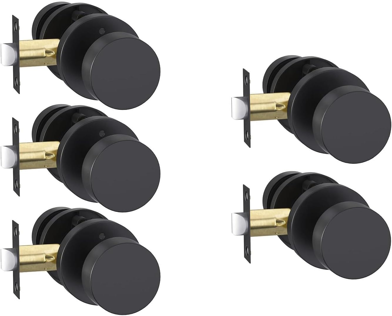 goldenwarm 5 Pack Black Privacy Passage Door Knobs