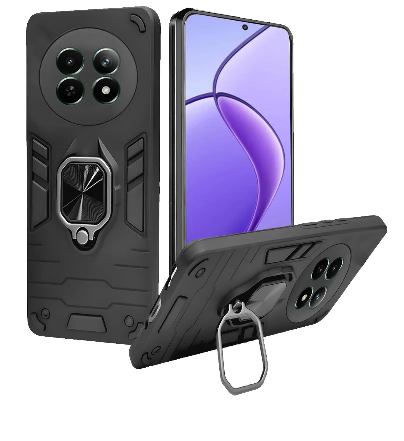 AIBEX Armor Back Cover Compatible for Realme Narzo 70x 5G / N65 / Realme 12 5G / 12X 5G / C65 5G| Rugged Shockproof Case with Ring Holder & Kickstand | Military-Grade Protection | Magnetic Car Mount AIBEX Armor Back Cover Compatible for Realme Narzo 70x 5G / N65 / Realme 12 5G / 12X 5G / C65 5G| Rugged Shockproof Case with Ring Holder & Kickstand | Military-Grade Protection | Magnetic Car Mount