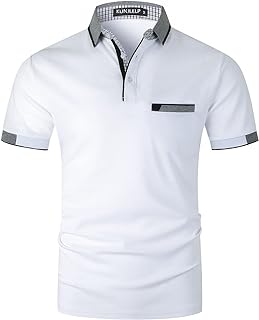 Men's Regular-Fit Cotton Short Sleeve Polo Shirt Casual Golf Polo Shirts