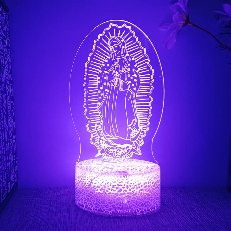 Lámpara de noche ilusión 3D Virgen María multicolor miniatura 1