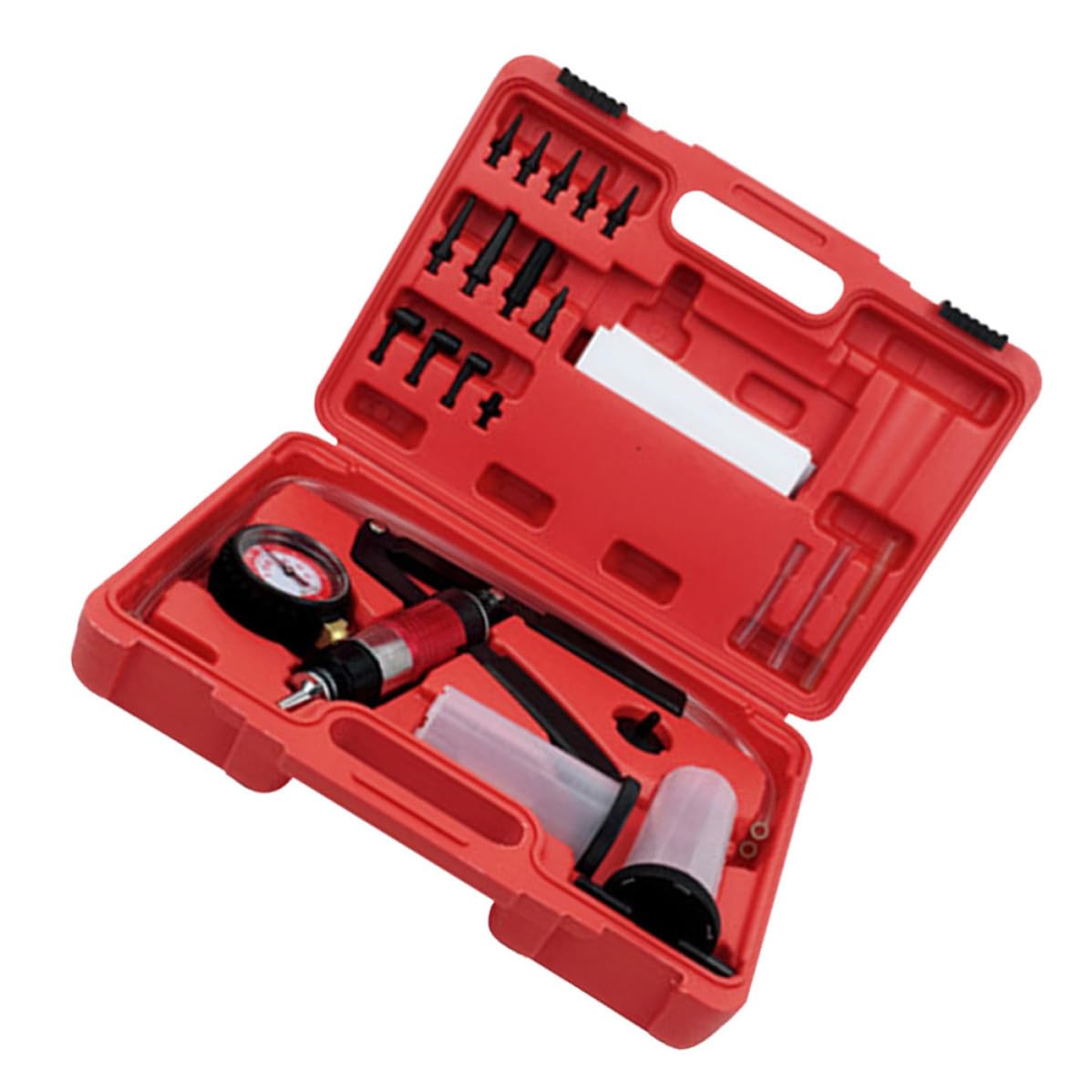 GALPADA Pompa Sottovuoto Manuale Manometro, Kit Rosso in Lega | Serbatoio e Adattatore Inclusi, per Sistemi a Vuoto e Test su Linee Carburante e Pompe